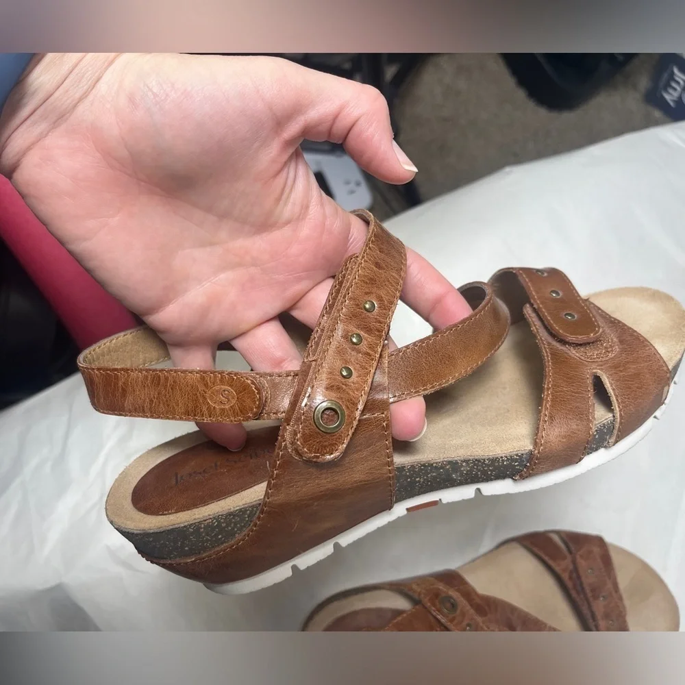 Josef Seibel Hailey 33 Women Sandals Craftsman Marbled Leather Adjustable Sz 7